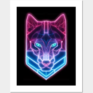 Neon wolf Posters and Art